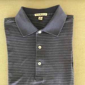 Peter Millar Polo Medium Blue w/White Pin Stripe